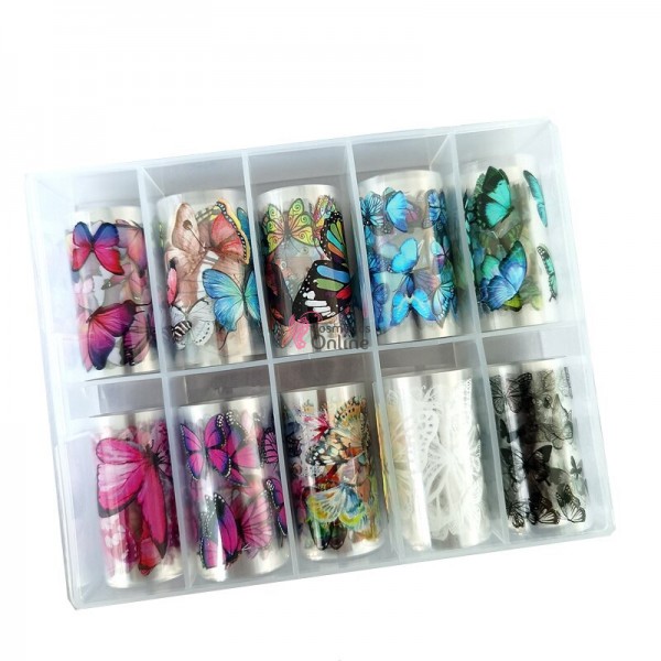 Folii de transfer, FST031CC cu Fluturi XXL color, set 10 bucati